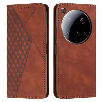Xiaomi 15 Ultra Rombe Mønster Pung Cover med magnetisk lukning - Brun