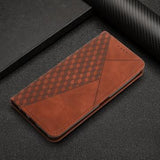 Xiaomi 15 Ultra Rombe Mønster Pung Cover med magnetisk lukning - Brun