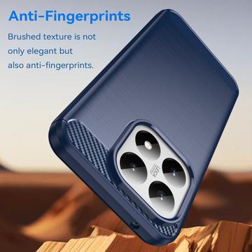 Xiaomi 15T Børstet TPU Cover - Karbonfiber - blå