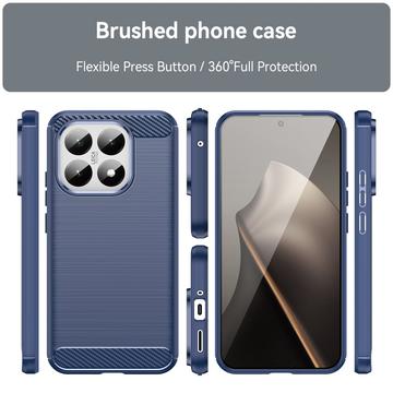 Xiaomi 15T Børstet TPU Cover - Karbonfiber - blå