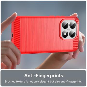 Xiaomi 15T Børstet TPU Cover - Karbonfiber - rød