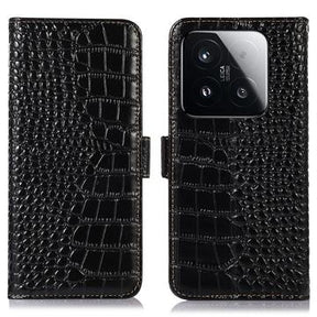 Xiaomi 15T Crocodile Series Læderpung med RFID - Sort