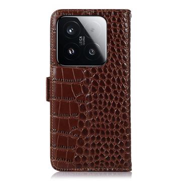 Xiaomi 15T Crocodile Series Læderpung med RFID - Brun