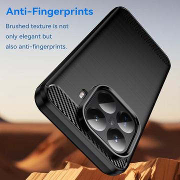 Xiaomi 15T Pro Børstet TPU Cover - Karbonfiber - Sort