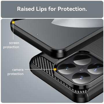 Xiaomi 15T Pro Børstet TPU Cover - Karbonfiber - Sort