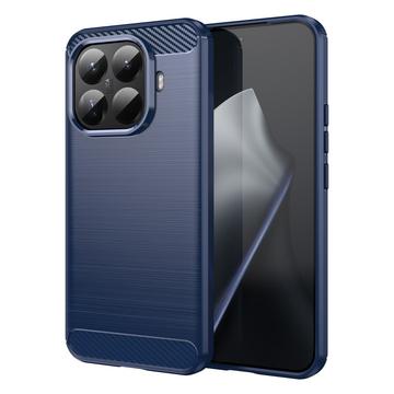 Xiaomi 15T Pro Børstet TPU Cover - Karbonfiber - blå