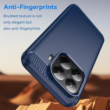 Xiaomi 15T Pro Børstet TPU Cover - Karbonfiber - blå