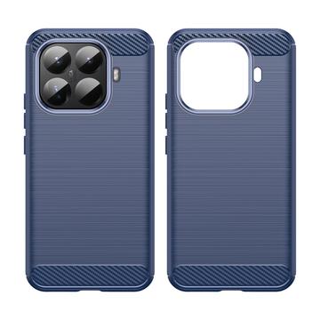 Xiaomi 15T Pro Børstet TPU Cover - Karbonfiber - blå