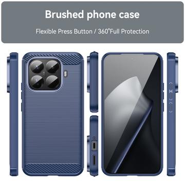 Xiaomi 15T Pro Børstet TPU Cover - Karbonfiber - blå