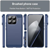 Xiaomi 15T Pro Børstet TPU Cover - Karbonfiber - blå