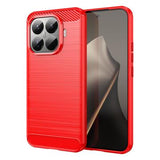 Xiaomi 15T Pro Børstet TPU Cover - Karbonfiber - rød
