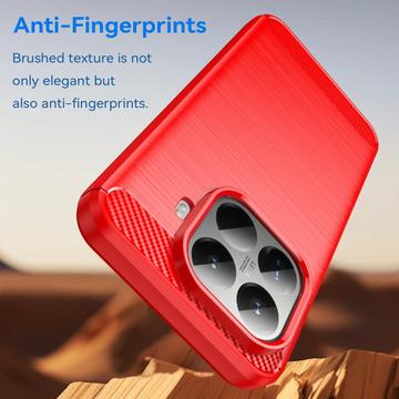 Xiaomi 15T Pro Børstet TPU Cover - Karbonfiber - rød
