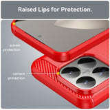 Xiaomi 15T Pro Børstet TPU Cover - Karbonfiber - rød