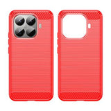 Xiaomi 15T Pro Børstet TPU Cover - Karbonfiber - rød