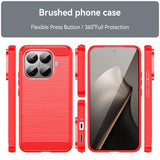 Xiaomi 15T Pro Børstet TPU Cover - Karbonfiber - rød