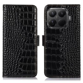 Xiaomi 15T Pro Crocodile Series Læderpung med RFID - Sort