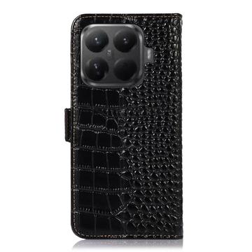 Xiaomi 15T Pro Crocodile Series Læderpung med RFID - Sort