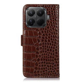 Xiaomi 15T Pro Crocodile Series Læderpung med RFID - Brun