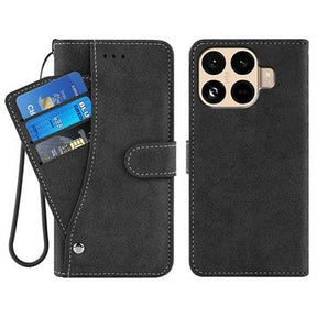 Xiaomi 15T Pro Elegant retro-pungetui med roterende kortholder - sort