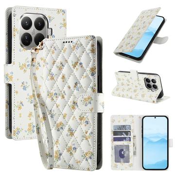 Xiaomi 15T Pro Rhombisk Blomsterpung - gule blomster