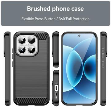 Xiaomi 17 Børstet TPU Cover - Karbonfiber - Sort