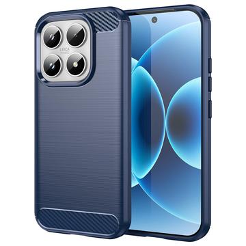 Xiaomi 17 Børstet TPU Cover - Karbonfiber - blå
