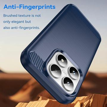 Xiaomi 17 Børstet TPU Cover - Karbonfiber - blå