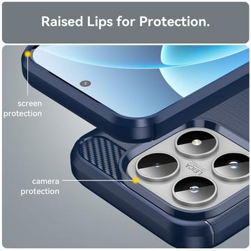 Xiaomi 17 Børstet TPU Cover - Karbonfiber - blå