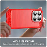 Xiaomi 17 Børstet TPU Cover - Karbonfiber - rød