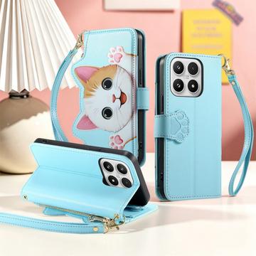 Xiaomi 17 sød katte-pung med kortholder, lynlåslomme og håndledsrem - blå