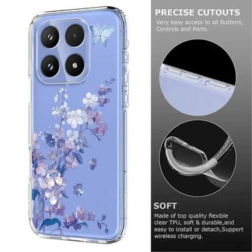 Xiaomi 17 TPU-cover med blomstermønster - Lilla