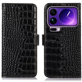 Xiaomi 17 Pro Crocodile Series Læderpung med RFID - Sort