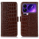 Xiaomi 17 Pro Crocodile Series Læderpung med RFID - Brun