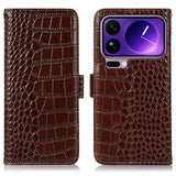 Xiaomi 17 Pro Crocodile Series Læderpung med RFID - Brun