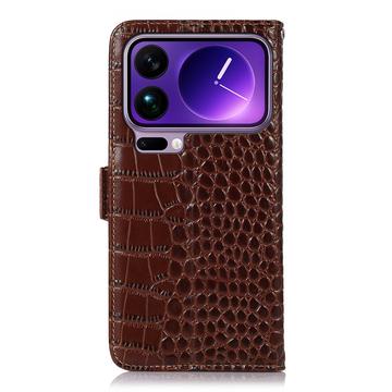 Xiaomi 17 Pro Crocodile Series Læderpung med RFID - Brun