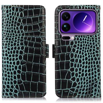 Xiaomi 17 Pro Crocodile Series Læderpung med RFID - Grøn