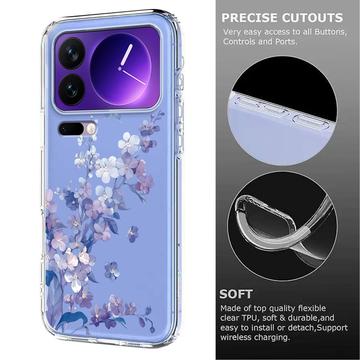 Xiaomi 17 Pro TPU-cover med blomstermønster - Lilla