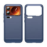 Xiaomi 17 Pro Max Børstet TPU Cover - Karbonfiber - blå