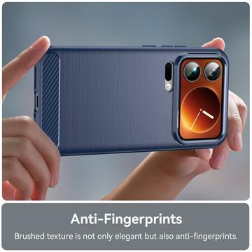 Xiaomi 17 Pro Max Børstet TPU Cover - Karbonfiber - blå