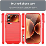 Xiaomi 17 Pro Max Børstet TPU Cover - Karbonfiber - rød