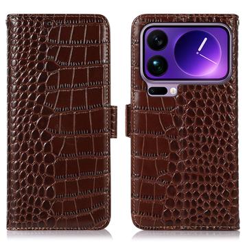 Xiaomi 17 Pro Max Crocodile Series Læderpung med RFID - Brun