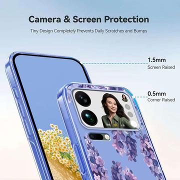 Xiaomi 17 Pro Max TPU-cover med blomstermønster - Blåregn