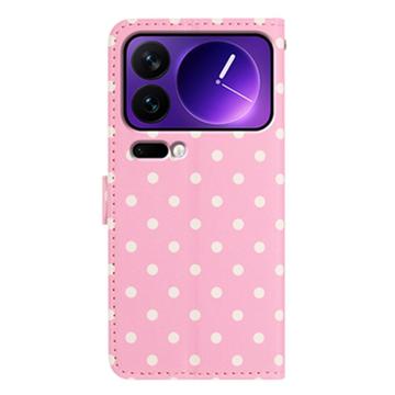Xiaomi 17 Pro Max Pung Etui med Prikket Mønster - Pink