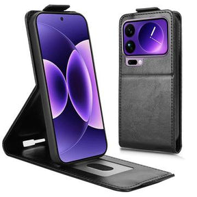 Xiaomi 17 Pro Max lodret flip-etui med stativ - sort