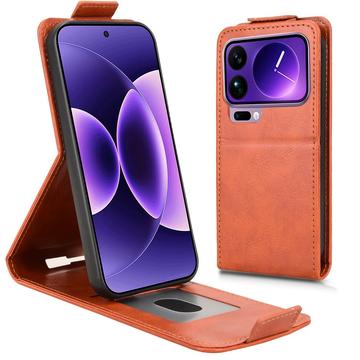Xiaomi 17 Pro Max lodret flip-etui med stativ - Brun