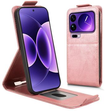 Xiaomi 17 Pro Max lodret flip-etui med stativ - rosaguld