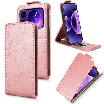 Xiaomi 17 Pro Max lodret flip-etui med stativ - rosaguld