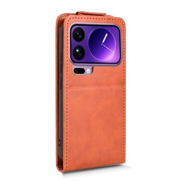 Xiaomi 17 Pro lodret flip-etui med stativ - Brun