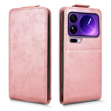 Xiaomi 17 Pro lodret flip-etui med stativ - rosaguld