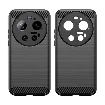 Xiaomi 17 Ultra Børstet TPU Cover - Karbonfiber - Sort